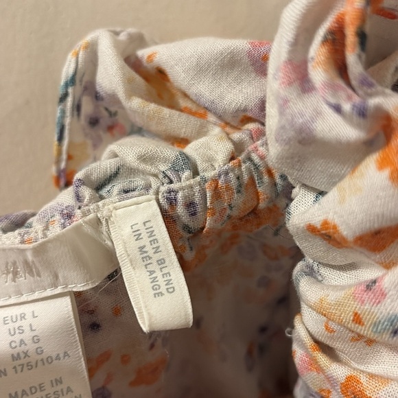 H&M Multicolor Floral shift Dress - size large- linen/ cotton blend - Picture 3 of 7